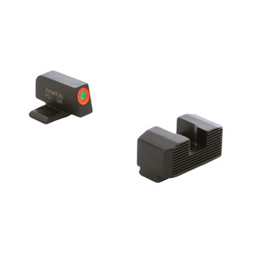 Picture of Ameriglo Green Tritium Orange Outline Front Black Serrated Rear Sight Hellcat OSP SA-434