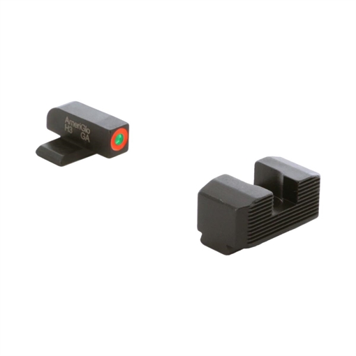 Picture of Ameriglo Green Tritium Orange Outline Front Black Serrated Rear Sight Hellcat Standard SA-433