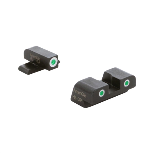 Picture of Ameriglo Green Tritium w/ White Front Green Tritium w/ White Rear 3 Dot Sight Hellcat Standard SA-113