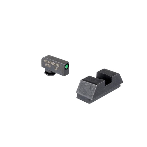 Picture of Ameriglo Optics Compatible Tritium Handgun Sight Set for Glock Flat Black .295? Rear 1L Tall Green with Black .220? Front GL-880