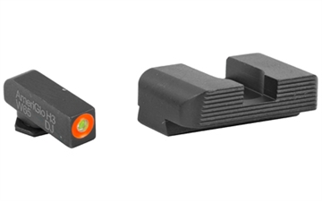 Picture of AmeriGlo Protector, Night Sight Set, Fits Glock 17/19/22/23/24/26/27/33/34/35/37/38/39, Front/Rear, Green Tritium Orange Outline Front, Black Serrated Rear GL-433 GL433