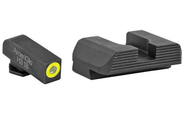 Picture of AmeriGlo Protector, Sight, Fits Glock 42 and 43, Green Tritium LumiLime Round Outline front, Black Serrated rear, Front/Rear GL-705