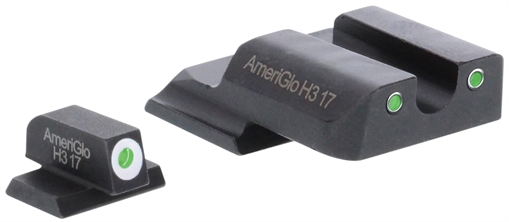 Picture of AmeriGlo SW145 Classic Tritium Set for Smith & Wesson M&P Shield Green Tritium White Outline Front Sight-Green Tritium White Outline Rear Sight SW145 SW-145