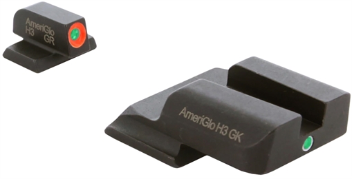 Picture of AmeriGlo i-Dot Sight Set for Smith & Wesson M&P Shield Green Tritium Orange Outline Front Sight-Green Tritium Rear Sight SW245