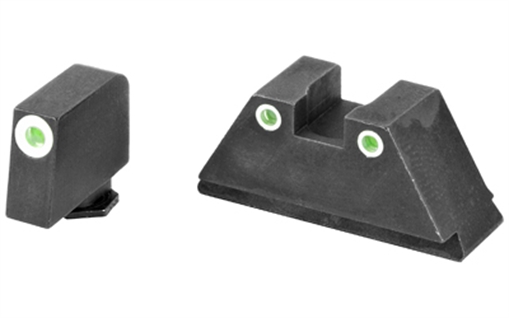 Picture of Amerigo Custom Combination Tall Suppressor Height Set - All Glock Models Except 42 43 / Front Tritium - Green / Front Outline -White / Rear Tritium - GL-329