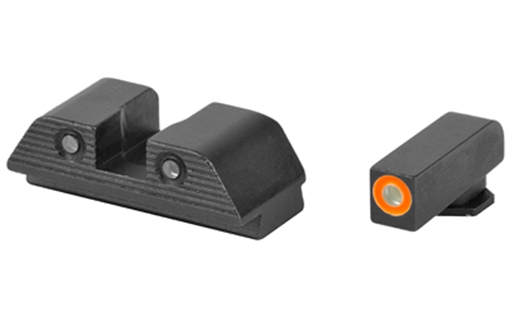 Picture of AmeriGlo Trooper, Sight, Fits Glock 20,21,29,30,31,32,36, Green Tritium with Orange Outline Front, Green Tritium Black Serrated Rear GL-817 GL817