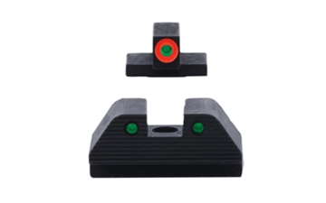 Picture of AmeriGlo Trooper, Night Sight, For Smith & Wesson M&P M2.0, Green Front with Orange Outline, Green with Black Outline Serrated SQ Rear, Matte Finish, Black SW-817
