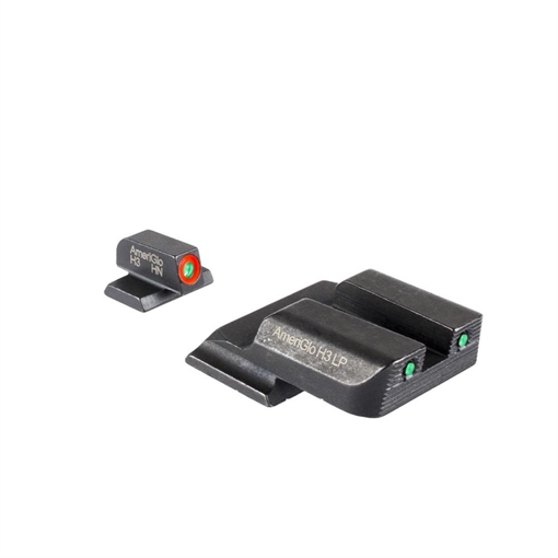 Picture of Ameriglo Trooper Tritium Handgun Sight Set for S&W M&P Shield (Excludes EZ) Green Rear Green with Orange Front SW-823