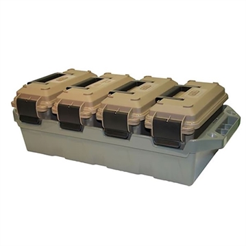 Picture of MTM Case-Gard 4-Can Ammo Crate 30Cal Dark Earth/Army Green Polypropylene AC4C