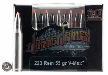 Picture of Ammo Inc 23055VMXJJ20 Jesse James Black Label 223 Rem 55 gr V-Max 20 Bx/ 10 Cs 818778020669