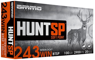 Picture of AMMO INC HUNTSP AMO 243 WIN 100GR INTERLOCK SP 20RD ( 10 BOX CASE) 243W100SP-A20 243W100SPA20