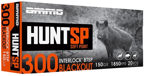 Picture of AMMO INC HUNTSP AMO 300 BLACKOUT 150GR INTERLOCK SP 20RD ( 10 BOX CASE) 300B150SP-A20 300B150SPA20