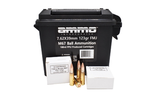 Picture of Ammo Inc M67 Ball Ammunition, 7.62X39, 123 Grain, Lead Core, Full Metal Jacket, 180 Round Box 762X39123FMJ-B180