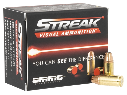 Picture of Ammo Inc Streak Visual (RED) 9mm Luger 115gr Jacketed Hollow Point 20 Per Box/10 Case 9115JHPSTRKRED
