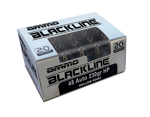 Picture of Ammo Inc BlackLine .45 ACP Handgun Ammo - 230 Grain | JHP | 20rd Box 45230HP-BL20