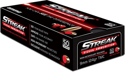 Picture of Ammo Inc Streak Visual (RED) 9mm Luger 124gr Total Metal Case 50 Per Box/20 Case 9124TMCSTRKRED50
