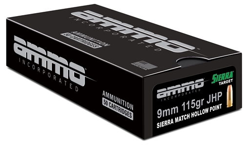 Picture of Ammo Inc Signature Match 9mm Luger Handgun Ammo - 115 Grain | Sierra Match HP | 1000rd Case 9115JHP-SRR50