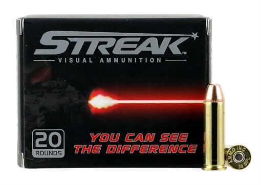 Picture of AMMO INC STREAK AMO 38 SPECIAL 125GR JHP RED 20-RD ( 10 BOXES PER CASE ) 38125JHP-STRK-RED