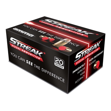 Picture of Ammo Inc Streak Handgun Ammunition Red .380 Auto 90 gr JHP 980 fps 20/ct 380090JHP-STRK-RED