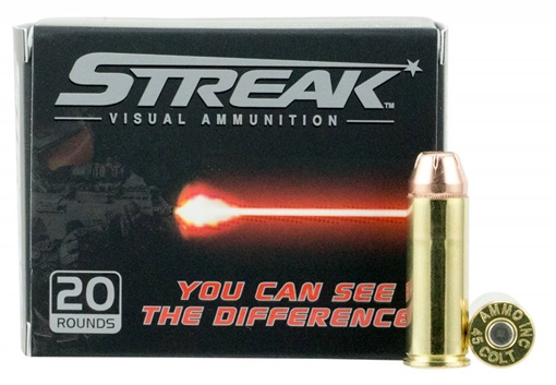 Picture of AMMO INC STREAK AMO 45 COLT 250GR JHP RED 20-RD ( 10 BOXES PER CASE ) 45C250JHP-STRK-RED