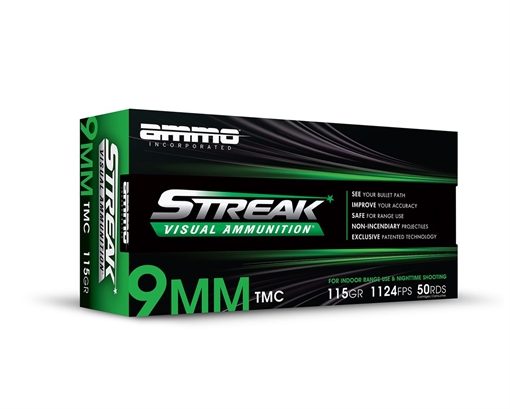 Picture of AMMO INC STREAK AMO 9MM 115GR JHP GREEN 20RD (10 BOX CASE) 9115JHP-STRK-GRN