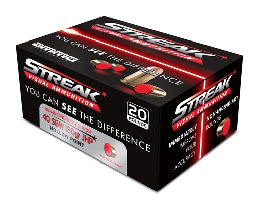 Picture of Ammo Inc STREAK Defense .40 S&W Handgun Ammo - 180 Grain | FMJ | Red | 200rd Case 40180JHP-STRK-RED