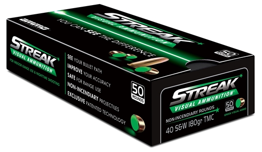 Picture of Ammo Inc STREAK Target .40 S&W Handgun Ammo - 180 Grain | TMC | Green | 1000rd Case 40180TMC-STRK-GRN-50