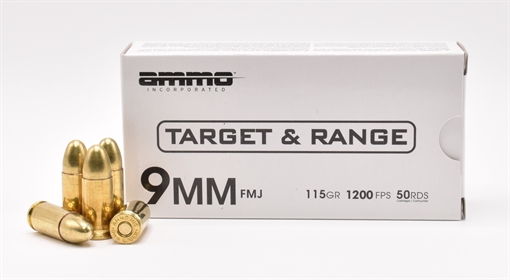 Picture of Ammo Inc Target and Range 9mm Luger Handgun Ammo - 115 Grain | FMJ | 1000rd Case 9115FMJ-TR50