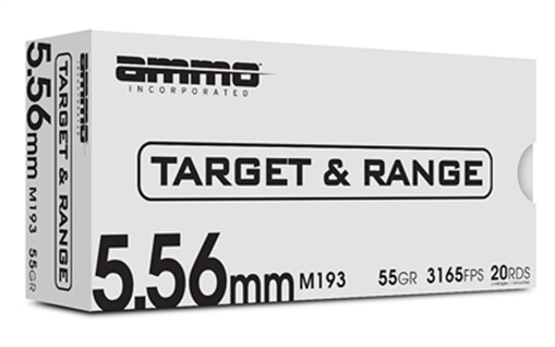 Picture of Ammo Inc Target & Range, M193, 556NATO, 55 Grain, Full Metal Jacket Bullet, 20 Round Box 556055M193-TR20