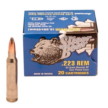 Picture of Ammo Silver Bear A223RSPN .223 REM 62 gr. SP 20rd per box 500rd per case 25 boxes per case A223RSPN-500
