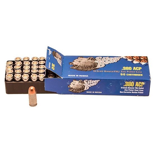 Picture of Ammo Silver Bear AS380FMJ 380 ACP 94 gr. FMJ 50rd per box 1000rd per case 20 boxes per case AS380FMJ-1000