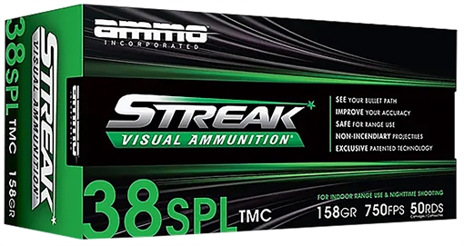 Picture of Ammo Inc Streak Visual (GREEN) 38Special 158gr Total Metal Case 50 Per Box/20 Case 38158TMCSTRKGRN50