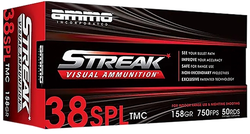 Picture of Ammo Inc Streak Visual (RED) 38Special 158gr Total Metal Case 50 Per Box/20 Case 38158TMCSTRKRED50