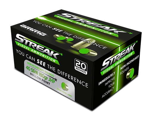 Picture of AMMO INC STREAK AMO 40 S&W 180GR JHP GREEN 20RD (10 BOX CASE) 40180JHP-STRK-GRN 40180JHPSTRKGRN