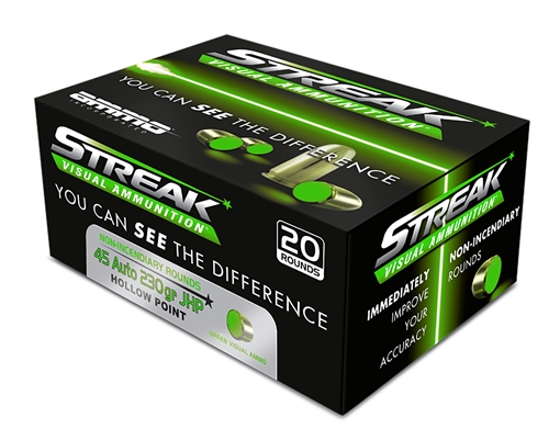 Picture of AMMO INC STREAK AMO 45 AUTO 230GR JHP GREEN 20RD (10 BOX CASE) 45230JHP-STRK-GRN 45230JHPSTRKGRN