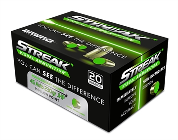 Picture of AMMO INC STREAK AMO 45 AUTO 230GR JHP GREEN 20RD (10 BOX CASE) 45230JHP-STRK-GRN 45230JHPSTRKGRN