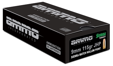 Picture of Ammo Inc Signature Match 9mm Luger Handgun Ammo - 115 Grain Sierra Match HP 9115JHP-SRR50 9115JHPSRR50