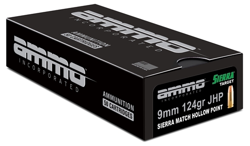 Picture of Ammo Inc Signature Match 9mm Luger Handgun Ammo - 124 Grain | Sierra Match HP 9124JHP-SRR50 9124JHPSRR50