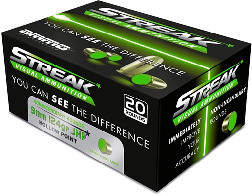 Picture of AMMO INC STREAK AMO 9MM 124GR JHP GREEN 20RD (10 BOX CASE) 9124JHP-STRK-GRN 9124JHPSTRKGRN