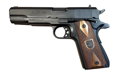 Picture of American Precision Firearms Second Century, 1911, Semi-automatic, Single Action, Double Barrel, Steel Framed Pistol, 45ACP, 5" Barrels, Matte Finish, Black, Wood Grips, 7+7 Rounds, 2 Magazines AFA1-45-BK-14