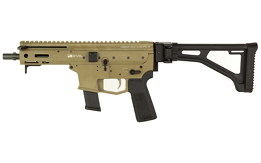 Picture of Angstadt Arms MDP-9, Generation 2, Semi-automatic, Short Barreled Rifle, 9MM, 6" Barrel, Cerakote Finish, Flat Dark Earth, 3 Lug Muzzle Device, Manual Safety, Folding 1913 Stock, 27 Rounds, 2 Glock PMAG Magazines AAMDP29FF6