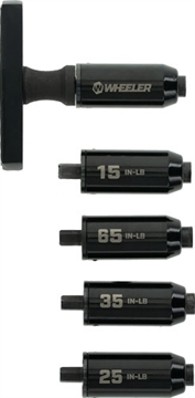 Picture of Wheeler FAT Stix, Black, Sockets Come In 15, 25, 35, 45 and 65 Inch Pounds For Most Common Applications, T Handle Design With Grip And Spin Section, 1/2" Socket With 1/4" Drive Bit, Convenient Soft Carry Case 1136022