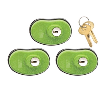 Picture of Lockdown Keyed Trigger Lock Open With Key Green Rubber 3 Pack 1118825