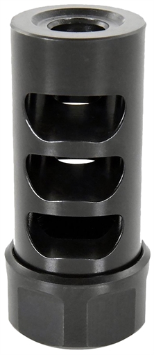Picture of American Precision Arms Gen 2 Micro Bastard Self Timing Brake Black Nitride Stainless Steel with 1/2"-28 tpi Threads, 1.86" OAL, & .750" Diameter for 30 Cal AR-Platform & Hunting Rifles G2M1230N