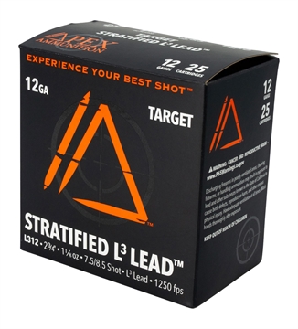 Picture of Apex Ammunition Target Stratified L3 Shotshells 12ga 2-3/4" 1-1/8oz 1250 fps #7.5 & #8.5 25/ct ET12-7585
