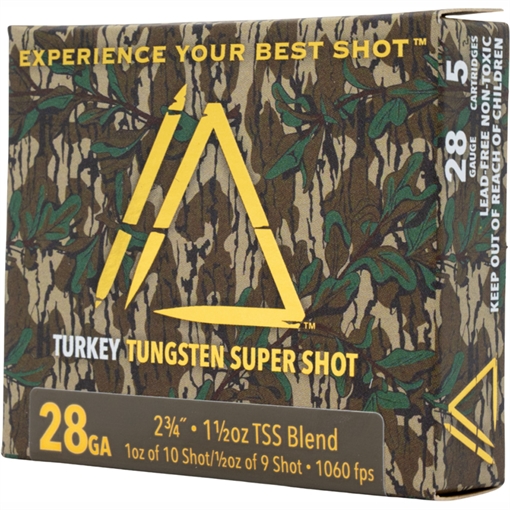 Picture of Apex Ammunition Apex Turkey TSS Greenleaf Shotgun Ammo 28 ga. 2.75 in. 1-1/2 oz. #9/10 Shot 5 rd. GREENLEAF28 -