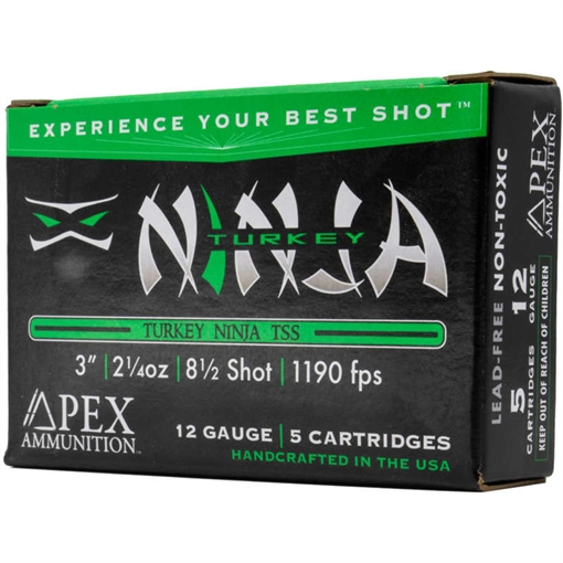 Picture of Apex Ammunition Apex Turkey TSS Ninja Shotgun Ammo 12ga. 3 in. 2-1/4oz #8.5 shot 5 rd NINJA3