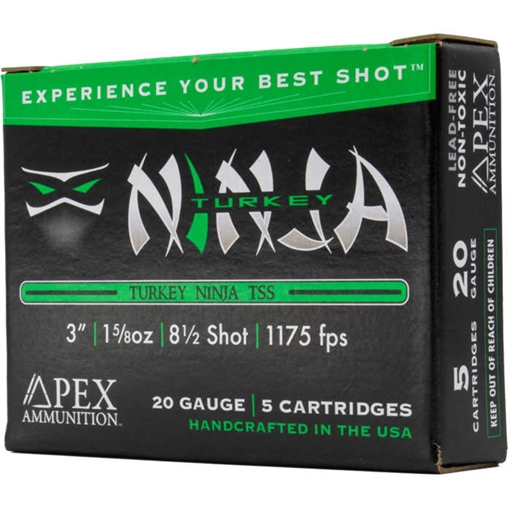 Picture of Apex Ammunition Apex Turkey TSS Ninja Shotgun Ammo 20 ga. 3 in.1-5/8oz 8.5 shot 5 rd NINJA20