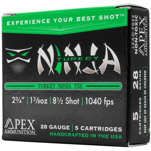 Picture of Apex Ammunition Apex Turkey TSS Ninja Shotgun Ammo 28 ga. 2.75 in. 1-1/2 oz. #8.5 Shot 5 rd. NINJA28 -