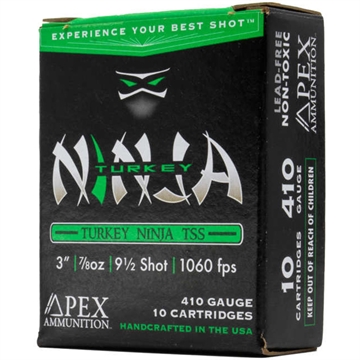 Picture of Apex Ammunition Apex Turkey TSS Ninja Shotgun Ammo 410 Bore 3 in. 7/8oz #9.5 shot 10 rd NINJA410